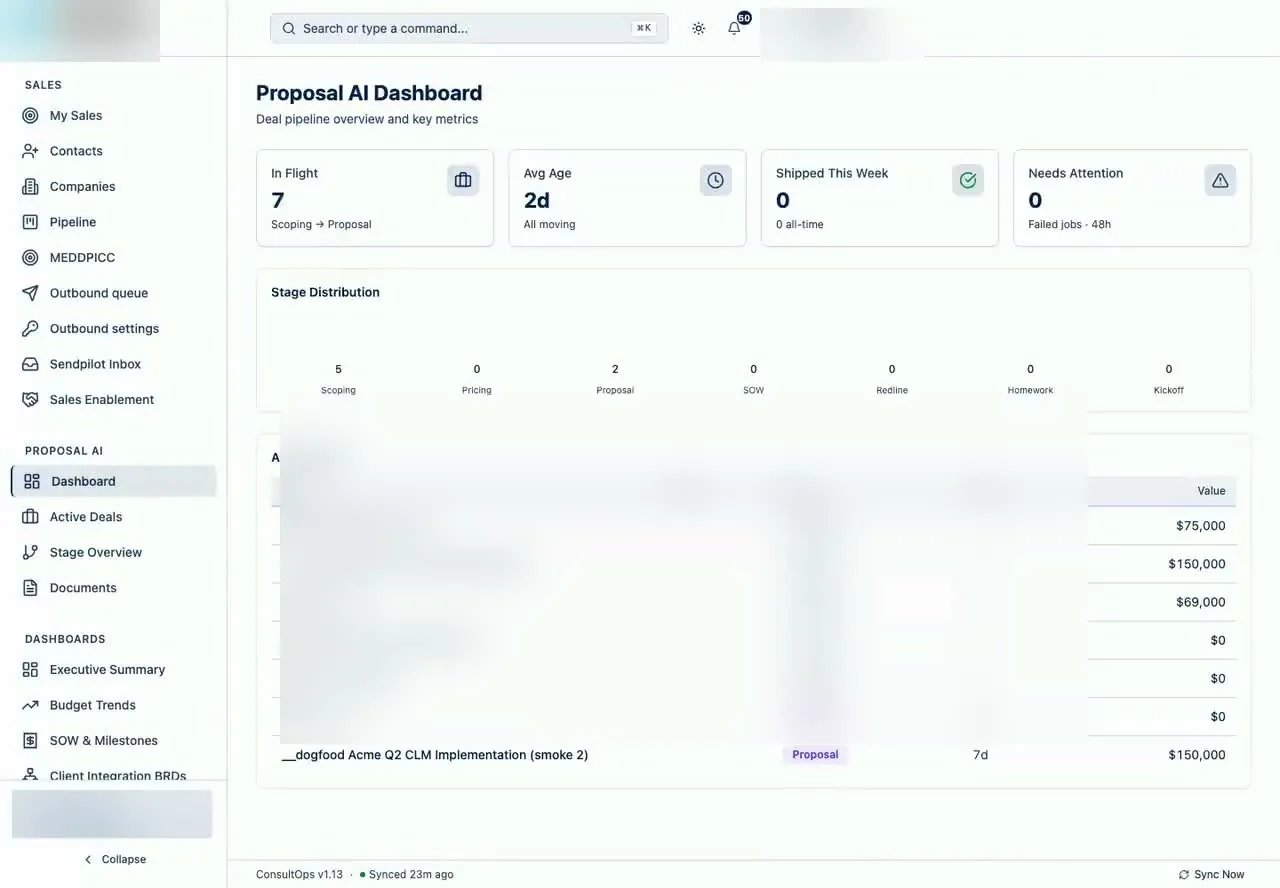 ConsultOps, a second screen of the consulting operations platform